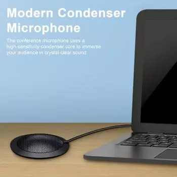 Микрофон для конференций Plug-and-Play, всенаправленный конденсаторный микрофон с углом обзора 360 градусов, нескользящая основа, высокочувствительный настольный компьютерный микрофон 3.5mm