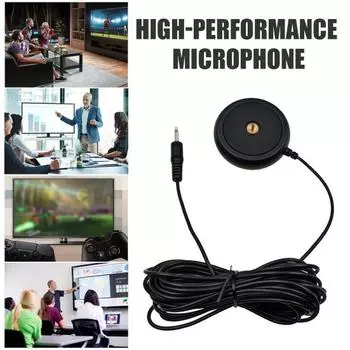 Микрофон для ноутбука, всенаправленная диаграмма направленности, универсальный проводной настольный микрофон Plug-and-Play с высокопроизводительным чипом чёрный