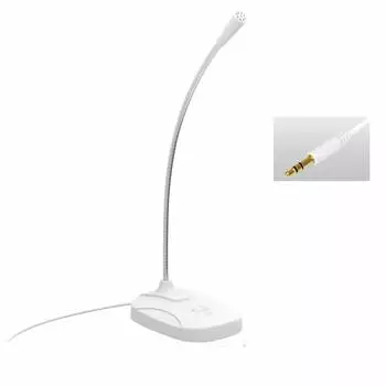 Микрофон для ПК USB-микрофон с функцией отключения звука Всенаправленный Удаленная работа Телеработа Веб-конференция Игра Прямая трансляция Белый e-Better 360° 3,5 мм