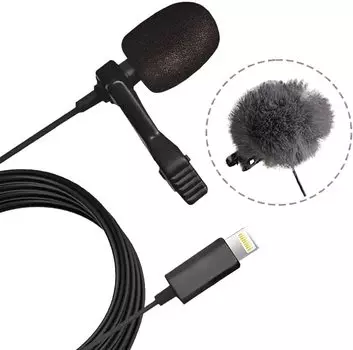 Микрофон ELECSIL Pin для iPhone, сертифицированный MFI, однонаправленный микрофон для iPad, 2 м