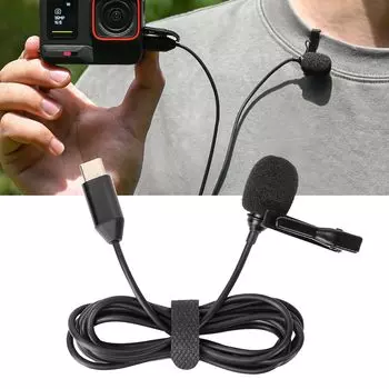 Микрофон-клипса для Insta360 Ace Pro Петличный микрофон для Insta360 Line Clear Video Audio Смартфон Insta360 Ace Pro 2 Аксессуары 2, Ace/Ace Pro,
