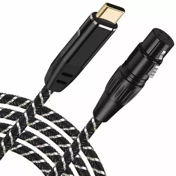 Микрофон USB C, 3-метровый кабель USB C - XLR для записи, 93 дБ, малошумный, сбалансированный XLR-микрофон для записи, конденсаторный AV-динамик и другие устройства для записи