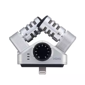 Микрофон ZOOM iQ6 для внешнего микрофона для XY Stereo Compact Lightning Connector Совместимый iPhone/iPod, смартфон, микрофон, серебристый, серебряный