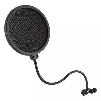 Микрофонный поп-фильтр, регулируемый на 360 градусов, универсальный, прочный, двухслойный, ветрозащитный экран с