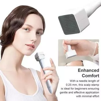 Микроигольчатый дермароллер для мужчин и женщин 0,25 мм Инструмент для ухода за кожей с эргономичной ручкой для кожи головы Портативный набор микроигольчатых роликов белый