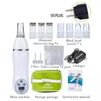 Микроинструмент для удаления акне Вакуумный ультразвуковой очиститель пор Удаление черных точек Алмазная насадка Массажер для лица для домашнего ухода за кожей