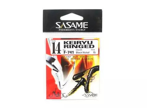 Микрокрючок Sasame F-741 Keiryu с кольцом, размер 14 (3144)
