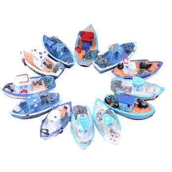 Микроландшафт Аквариум Рыбацкая лодка Рыболовное судно Игрушка Яхта Лодка Модель лодки Настольные украшения Random