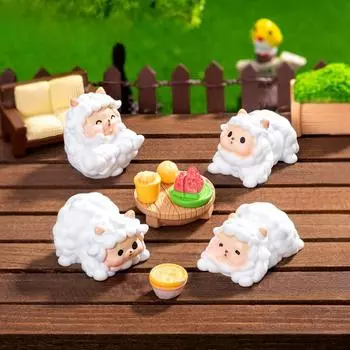 Микропейзаж Милая хлопковая фигурка ягненка Садовые украшения Аксессуары Детский дом Машина Настольные маленькие украшения Cotton Lamb