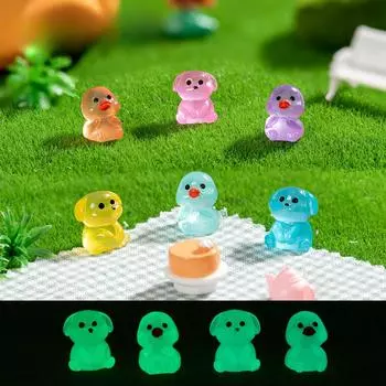 Микропейзаж Милый светящийся в темноте щенок Утенок Животное Украшение Чехол для телефона своими руками Наклейка на холодильник Аксессуары Украшение для рабочего стола Luminous Puppy Duck10pc