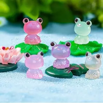 Микропейзаж Мини-светящиеся лягушки Светящиеся в темноте Садовые лягушки Миниатюры Сказочный сад оранжевый