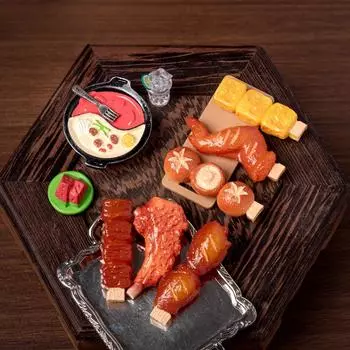 Микропейзаж Моделирование еды Игрушка Жареные шампуры Шашлык для барбекю Благовония DIY Детский дом Украшения Аксессуары Миниатюрные смоляные украшения Grilled Skewers Eating Play