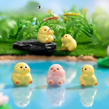 Микропейзаж мультфильм милый маленький желтый утенок фигурка украшения своими руками декоративные аксессуары офисный стол смоляные украшения Duck s Friendship 10pcs