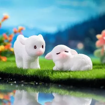 Микропейзаж мультфильм милый овечка фигурки животных сделать своими руками декоративные аксессуары настольные украшения для автомобиля cute little lamb10pcs