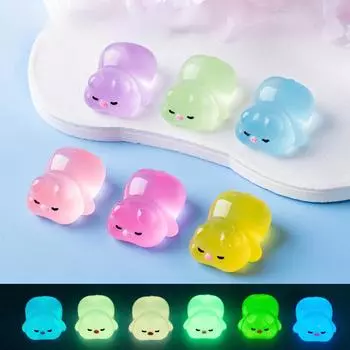 Микропейзаж мультфильм милый вечеринка светящийся в темноте поросенок украшения своими руками слепой мешок аксессуары автомобиль настольный брелок Luminous Pig 10pcs зелёный