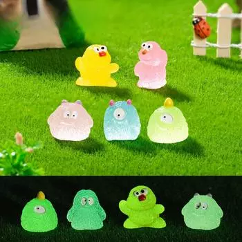 Микропейзаж мультяшный милый светящийся в темноте маленький мохнатый монстр очаровательный DIY украшения слепые сумки аксессуары автомобиль настольные украшения Luminous little hair monster зелёный