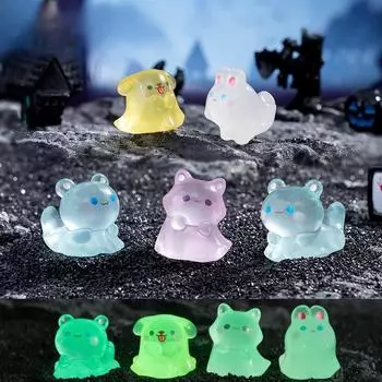 Микропейзаж мультяшный милый светящийся в темноте кролик котенок собака животное призрак смола настольное украшение аксессуары Animal Ghost10pcs