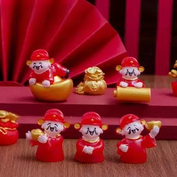 Микропейзаж Новогоднее украшение Праздничный Бог богатства Юаньбао Лотос Смолы Поделки Автомобильный настольный шарм Маленькое украшение Happy God of Wealth10pcs