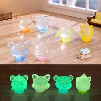 Микропейзаж Светящиеся в темноте кексы с животными Настольные автомобильные виджеты Аксессуары для домашнего декора Luminous animal cupcake зелёный