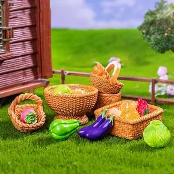 Микропейзаж Творческий Милый Моделирование Бамбуковая Корзина Украшения Из Смолы Украшения Своими Руками