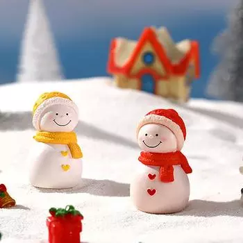 Микропейзаж Зимний снеговик Украшения Креативный подарок на День святого Валентина Брелок Пластиковый кулон жёлтый