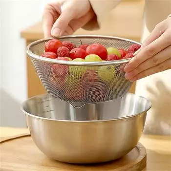 Микропористый дуршлаг из нержавеющей стали, набор микропористых сит для мытья овощей и риса, а также слива вареной пасты One Size