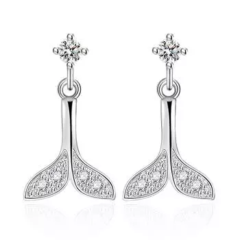 Микросерьги-рыбий хвост с блестками, модные женские серьги и аксессуары для ушей