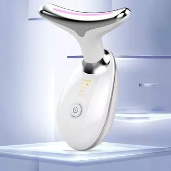Микротоковое косметическое устройство Массажер для подтяжки шеи и лица Антивозрастной уход за кожей шеи и морщин белый