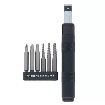 Микроударная отвертка Takagi TAKAGI с набором для удаления мелких винтов и ржавой накатки Takagi Takagi Bit, 6, инструмент, ручной, мощный,