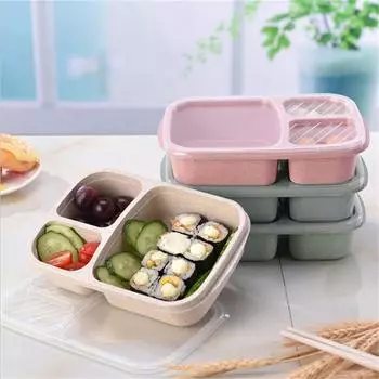 Микроволновая печь Bento Lunch Box Пикник Еда Контейнер для фруктов Ящик для хранения для детей и взрослых бежевый