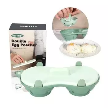 Микроволновая печь для приготовления яиц с крышкой Пароварка для яиц PP Яйцеварка Лоток для яиц Двойная яйцеварка 1pc бежевый