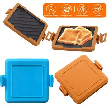 Микроволновая печь для приготовления тостов без электричества Микроволновая печь для приготовления сэндвичей Микроволновая печь для приготовления квадратных панини для десертов и сэндвичей на завтрак оранжевый