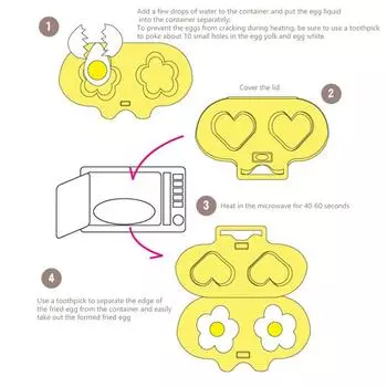 Микроволновая печь для яиц (Цветок + Сердце) Плита, форма для яиц на пару, форма для вареных яиц, мини-завтрак жёлтый