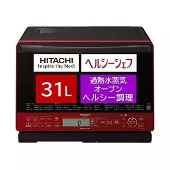 Микроволновая печь Hitachi Healthy Chef 31L MRO-S8Z R Red с бойлером, перегретым паром, 250 градусов, одноступенчатая, широкая духовка