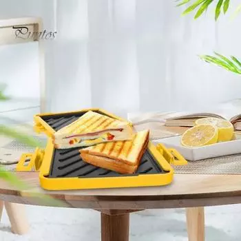 Микроволновая сэндвич-машина для тостов с регулируемыми силиконовыми ремнями, антипригарными досками, быстрое приготовление, легко чистится, инструмент для быстрого приготовления еды серый