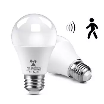 Микроволновый радар датчик движения светодиодная лампа 12 Вт E27 220 В радар датчики обнаружения света светодиодная лампа для коридора прохода садовые светильники 12W белый