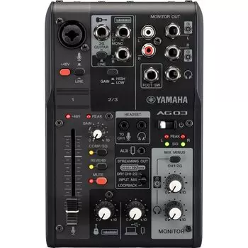 Микшер Yamaha Live Streaming 3-канальный черный AG03MK2 B
