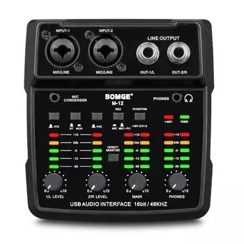 Микшерный пульт BOMGE M-12 USB аудиоинтерфейс ПК 5В