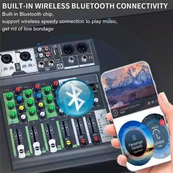 Микшерный пульт для записи аудио миксов 4-канальная USB звуковая карта интерфейс консоль фантомное питание 48 В для домашней студии оборудование для потоковой передачи в реальном времени чёрный