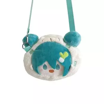 Miku Meatball Hatsune Head Cartoon Pattern Soft Plush Backpack Travel Casual Small