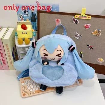 Miku Plush Hatsune Toy Backpack Cartoon Bag With Adjustable Straps Shoulder