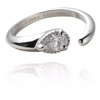 Мил украшение европейское высококачественное кубическое циркониевое кольцо свободный размер кольцо грушевидной формы серебро 925 размер [VOTRE COUTURE] женское (Серебро, 7-12)