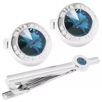 mila schon набор из синих хрустальных запонок и булавки для галстука msc10412st синий