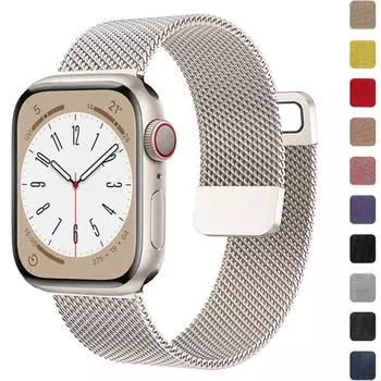 Миланская петля для Apple Watch Band 44 мм, 40 мм, 45 мм, 41 мм, 38 мм, 42 мм, 49 мм, 45 мм, браслет-ремень iWatch Series 9, 8, 7, 6 SE 5 Ultra 2, ремешок 38mm or 40mm 41mm чёрный