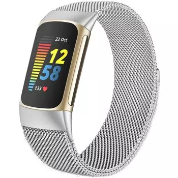 Миланская петля для замены браслета fitbit charge 6 5, браслет charge6 из нержавеющей стали, магнитный браслет fitbit charge 5 for fitbit charge 5 серебряный