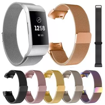 Миланский ремешок для Fitbit Charge 3, сетчатый ремешок из нержавеющей стали для Fitbit Charge 4, браслет-браслет