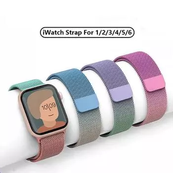 Миланский ремешок из нержавеющей стали для Apple Watch 6 Se, браслет 44 мм, 40 мм, 42 мм, 38 мм, умные часы iWatch Series 345, браслет с магнитной петлей 38mm or 40mm or 41mm