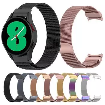 Ремешок Milanese Loop для Samsung Galaxy Watch 4/5/6/7 из нержавеющей стали, сетчатый ремешок для часов Galaxy Watch FE серебряный