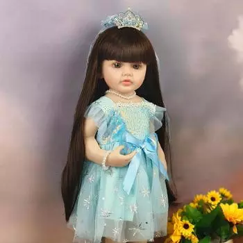 Милая 55 см кукла реборн Бетти красивая принцесса девушка живая Bebe кукла для новорожденных милые длинные прямые волосы куклы-эмуляции для детей детский праздничный подарок brown hair