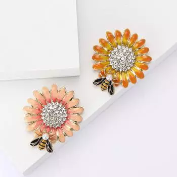 Милая эмалевая брошь в виде пчелы и подсолнуха, изысканная универсальная женская одежда, украшение на корсаж